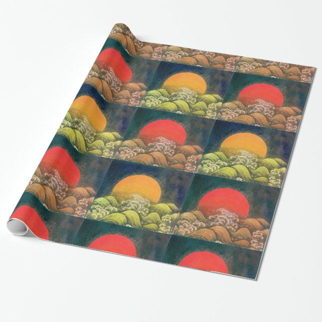 AMATERASU SUN GODDESS red,green,yellow,black Wrapping Paper (Unrolled)