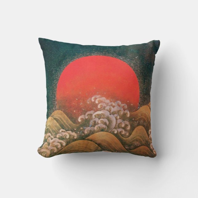 AMATERASU SUN GODDESS red,yellow green brown black Cushion (Front)