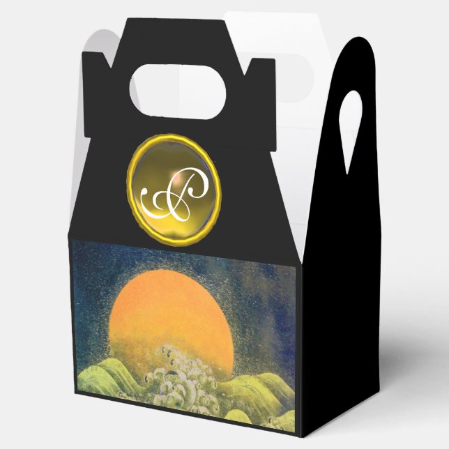 AMATERASU SUN GODDESS,YELLOW GEM MONOGRAM Black Favour Box (Opened)