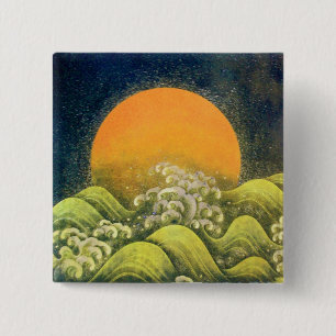 AMATERASU , SUN GODDESS , yellow green black 15 Cm Square Badge