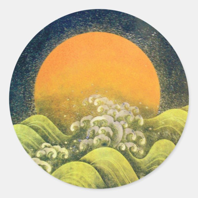 AMATERASU , SUN GODDESS ,yellow green black Classic Round Sticker (Front)