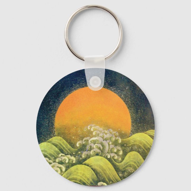 AMATERASU, SUN GODDESS yellow green black Key Ring (Front)