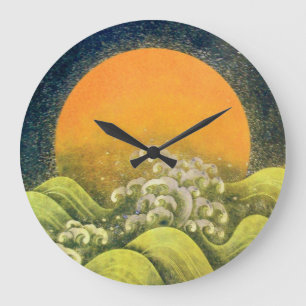 AMATERASU ,SUN GODDESS yellow green black Large Clock