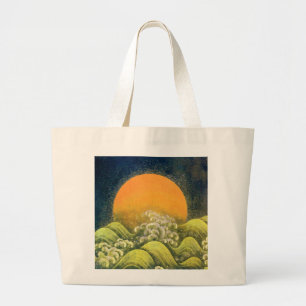AMATERASU , SUN GODDESS ,yellow green black Large Tote Bag