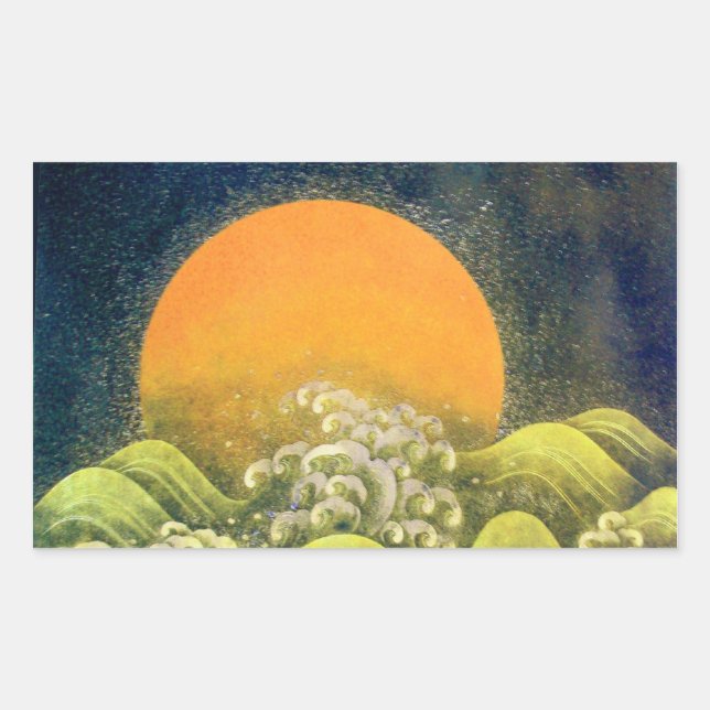 AMATERASU , SUN GODDESS ,yellow green black Rectangular Sticker (Front)