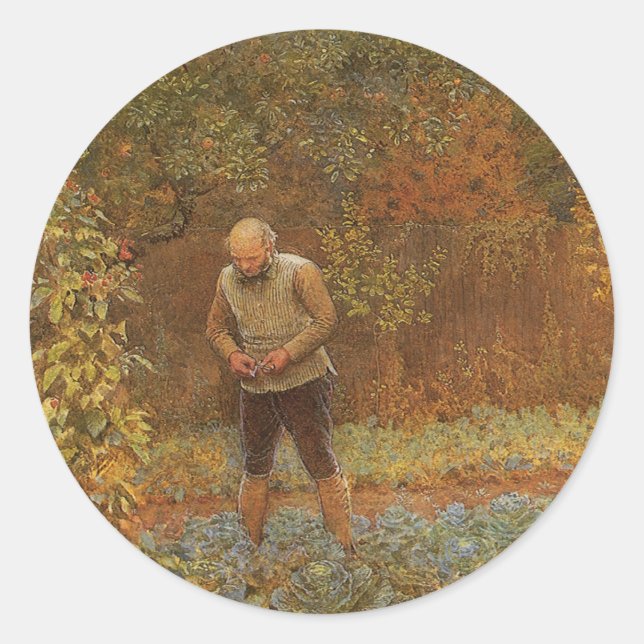 Amateur (Coachman & Cabbages) by Frederick Walker Classic Round Sticker (Front)