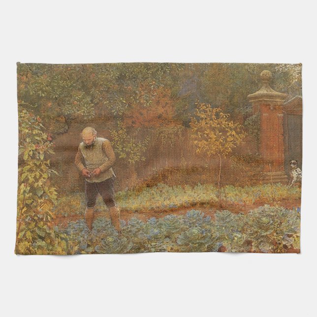 Amateur (Coachman & Cabbages) by Frederick Walker Tea Towel (Horizontal)