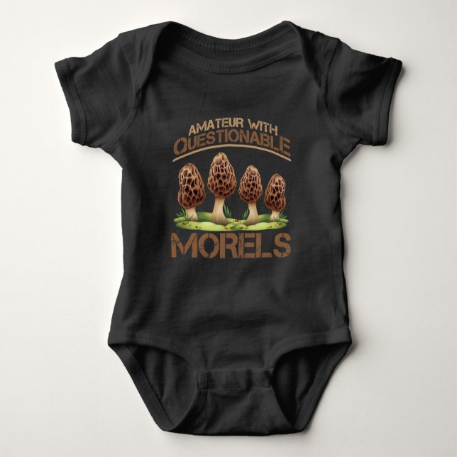 Amateur Mycologist Humor Morel Mushroom Hunter Baby Bodysuit (Front)