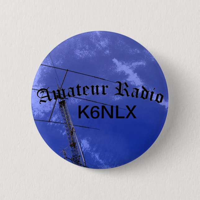 Amateur Radio and Call Sign 6 Cm Round Badge (Front)