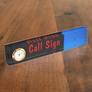 Amateur Radio Call Sign and Antenna 3 & Clock Nameplate