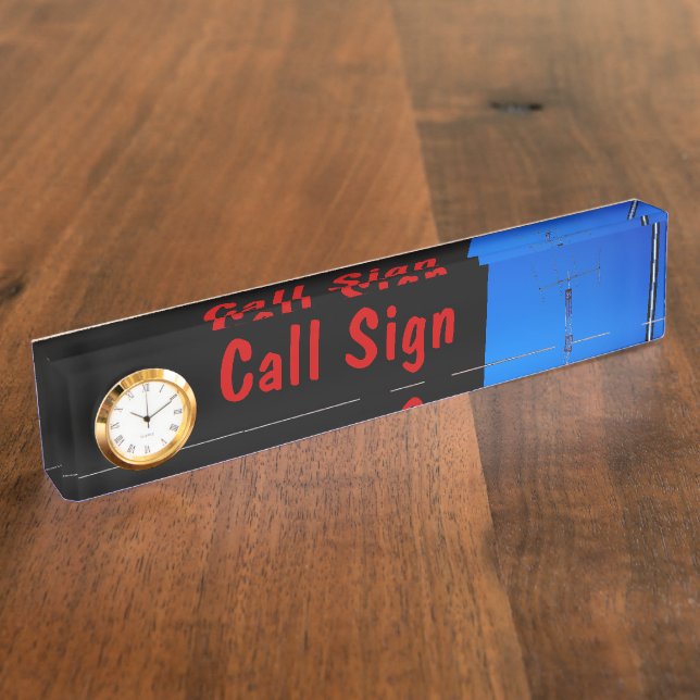 Amateur Radio Call Sign and Antenna 3 & Clock Nameplate (Side)