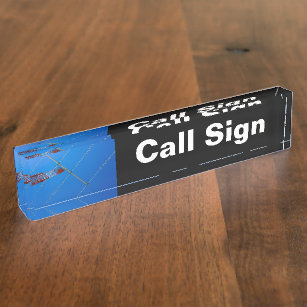 Amateur Radio Call Sign and Antenna black bg Nameplate