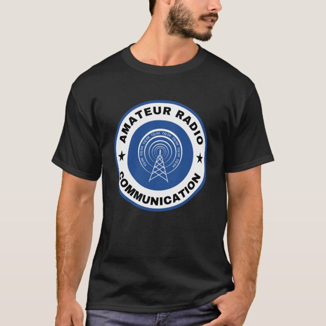 Amateur Radio Comunication tshirt blue (Front)