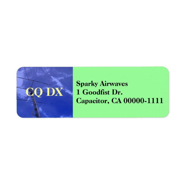 Amateur Radio CQ DX Address Label Return Address Label (Front)