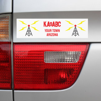 Amateur Radio Ham Operator Antenna and Call Sign Bumper Sticker
