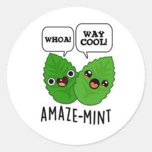Amaze-mint Funny Mint Leaves Pun  Classic Round Sticker