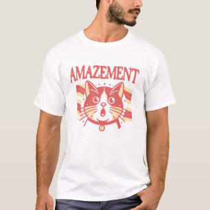 Amazed Cat Illustration Cute Expressive Design T-Shirt