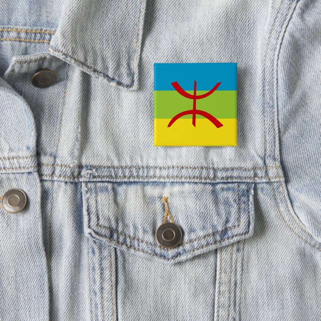 Amazigh Flag Gift Berber Flag Kabyles 15 Cm Square Badge (In Situ)
