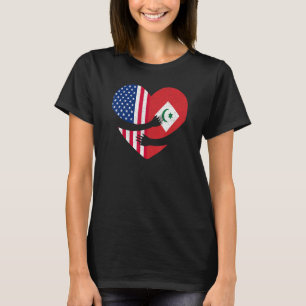 Amazigh Rifian American Pride Heart Arrif Usa Flag T-Shirt