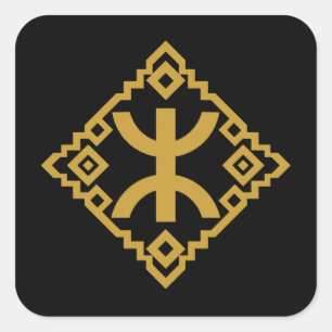 Amazigh Yaz Symbol Gold Geometric Emblem Square Sticker