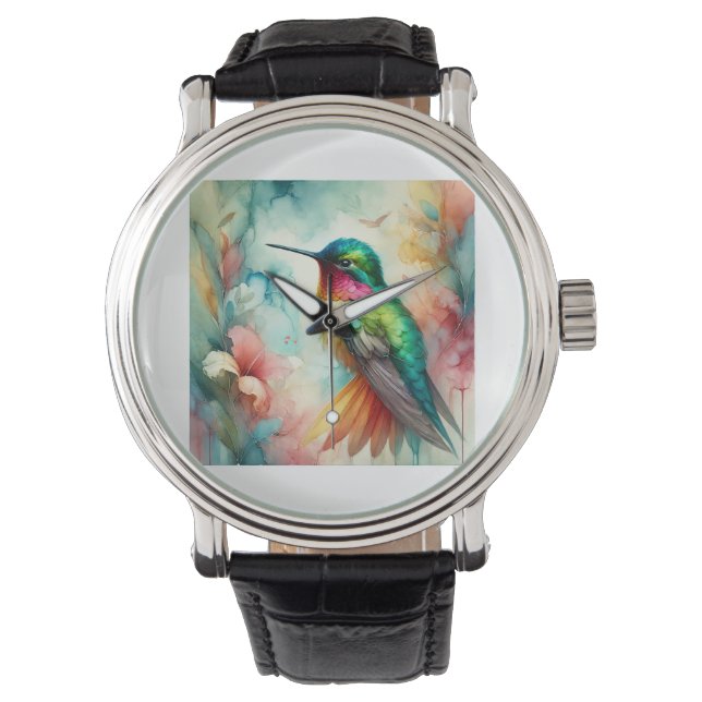 Amazilia Hummingbird 300824AREF119 - Watercolor Watch (Front)