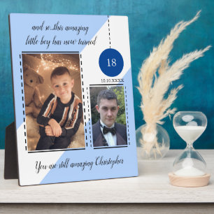 Amazing 18th Birthday name date blue photos Plaque