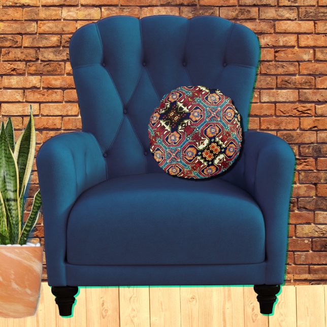 Amazing Abstract Antique Oriental Rug Design Round Cushion (Creator Uploaded)