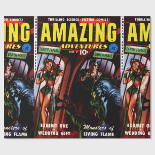 Amazing Adventures #2 Retro Sci Fi Comic Book Wrapping Paper