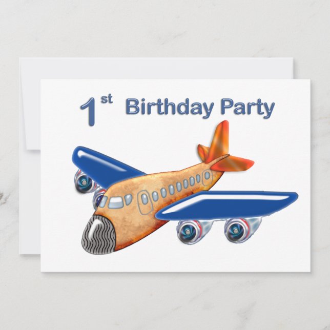 Amazing Aeroplane 1st Birthday Invitation (Front)