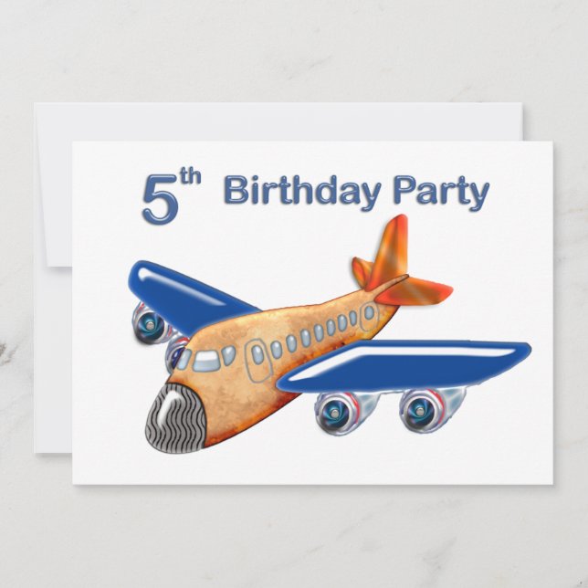Amazing Aeroplane 5th Birthday Invitation (Front)