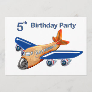 Amazing Aeroplane 5th Birthday Invitation