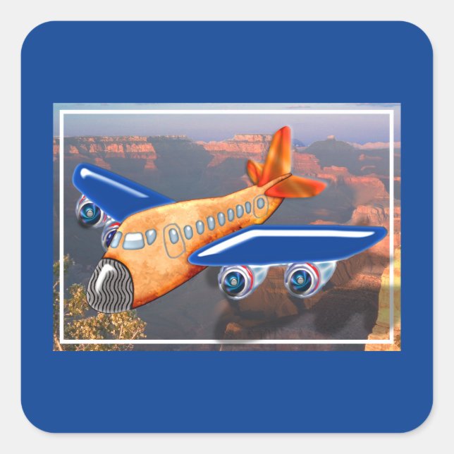 Amazing Aeroplane Aerial View Square Sticker (Front)