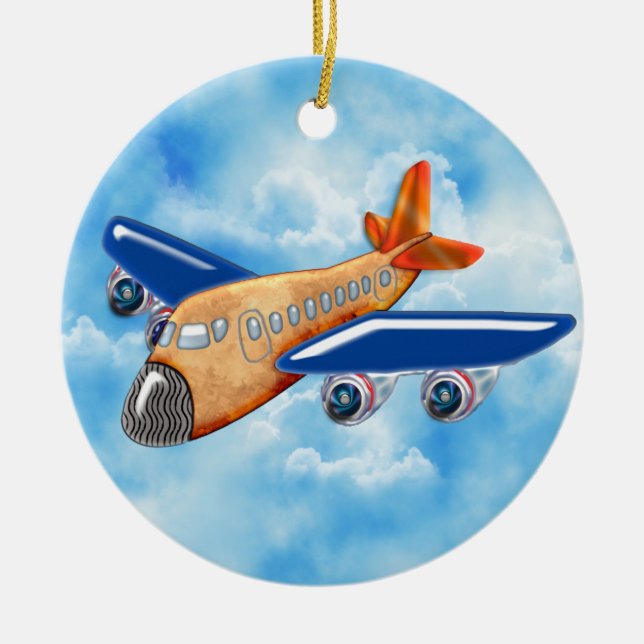 Amazing Aeroplane Ceramic Tree Decoration (Front)