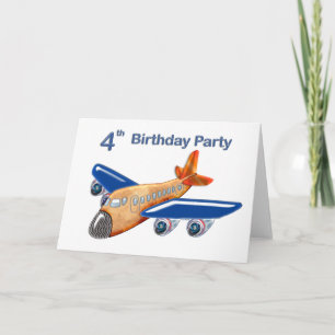 Amazing Airplane 4th Birthday Card