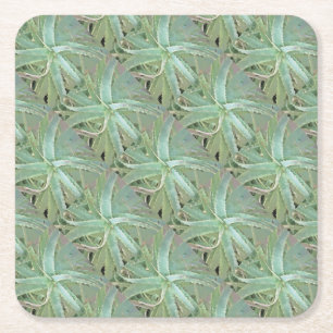 Amazing Aloe Vera Acrylic Art Square Paper Coaster