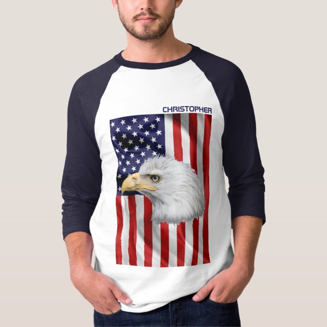 Amazing American Eagle, The USA Flag, Patriotic T-Shirt (Front)