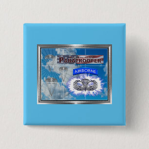 Amazing American Paratrooper and Flag 15 Cm Square Badge