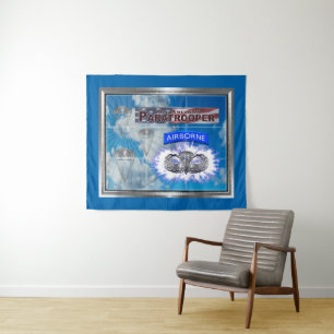 Amazing American Paratrooper and Flag Tapestry