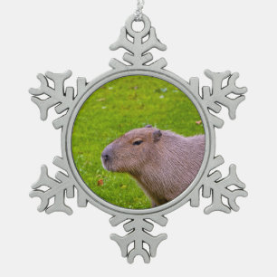 Amazing Animal Capybara Snowflake Pewter Christmas Ornament