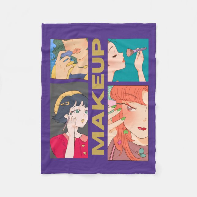 AMAZING ANIME , GIRL , MAKEUP FLEECE BLANKET (Front)