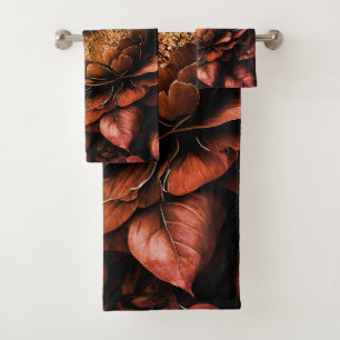 Amazing Arrangement Rust Accent Vintage Flowers Bath Towel Set