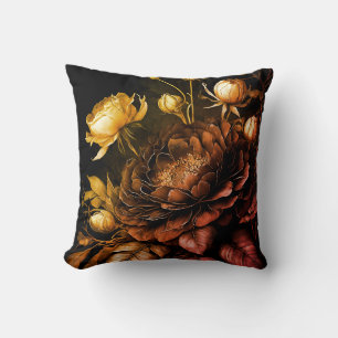Amazing Arrangement Rust Accent Vintage Flowers Cushion