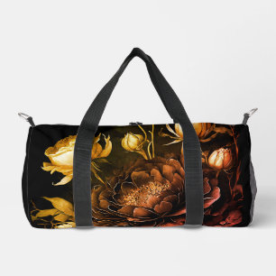 Amazing Arrangement Rust Accent Vintage Flowers Duffle Bag