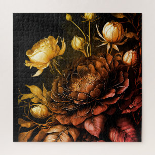 Amazing Arrangement Rust Accent Vintage Flowers Jigsaw Puzzle