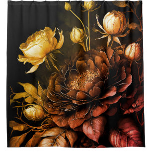 Amazing Arrangement Rust Accent Vintage Flowers Shower Curtain
