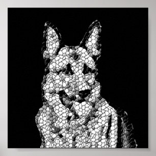 Amazing B&W Mosaic German Shepherd Poster
