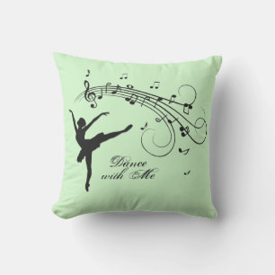 Amazing Ballerina Dancing with Music Green Cushion