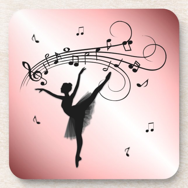 Amazing Ballerina Dancing with Music Pink Coaster (Front)
