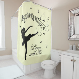 Amazing Ballerina Dancing with Music Yellow Shower Curtain