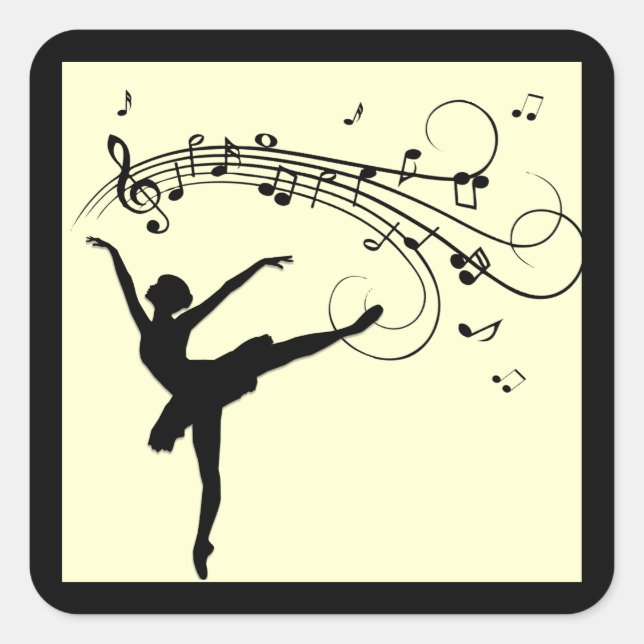 Amazing Ballerina Dancing with Music Yellow Square Sticker (Front)